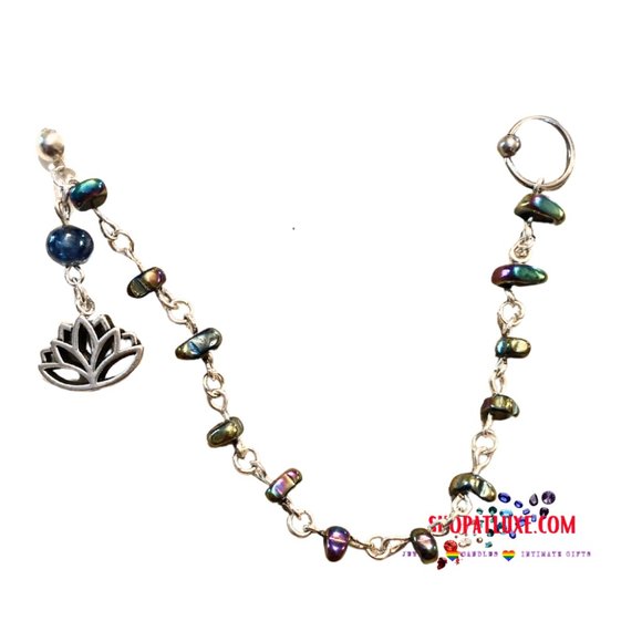 Lotus Flower CBR Hematite Beaded Earring - Picture 5 of 5